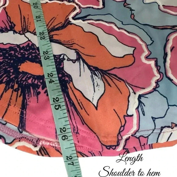 RUBY RD Pink Tropical Floral Blouse 3/4 Flutter Sleeve Size Small Top New - Picture 12 of 13